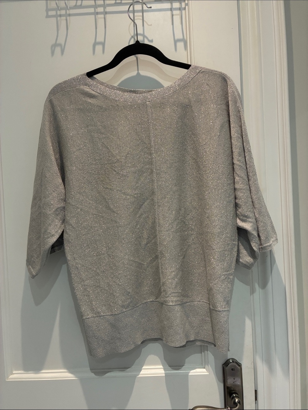 TALBOTS Metallic Shimmer Dolman Sleeve Knit Top Large Petite 👵MT